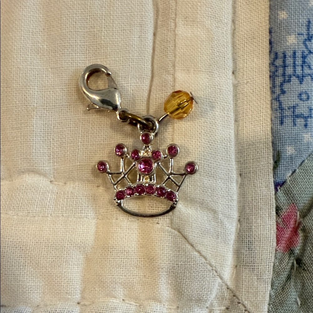 Crown Charm with Pink and Yellow Accents